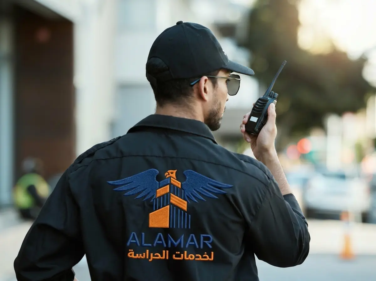 أفراد أمن وحراسة مدربين يقومون بتأمين بوابات منشأة صناعية كبرى - شركة العمار للأمن